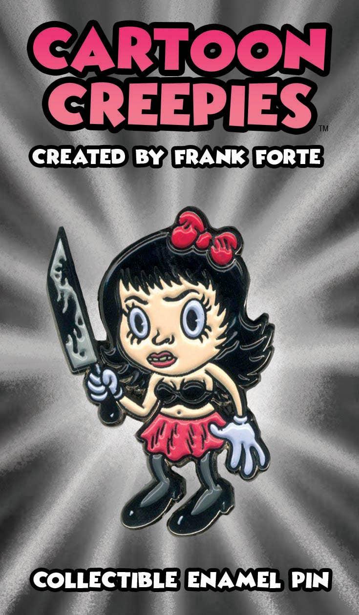 Xeno Pop - Cartoon Creepies-Molly with a Knife-1.75" Soft Enamel pin - Paradise Hobbies LLC