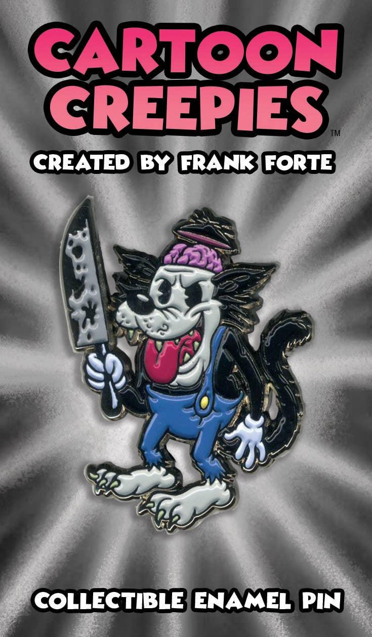 Xeno Pop - Cartoon Creepies Wolf with a Knife 1.75" Soft Enamel pin - Paradise Hobbies LLC