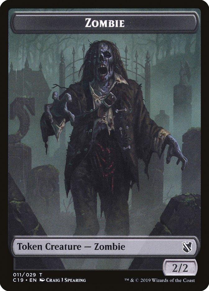 Zombie (010) // Zombie (011) Double-Sided Token [Commander 2019 Tokens] - Paradise Hobbies LLC